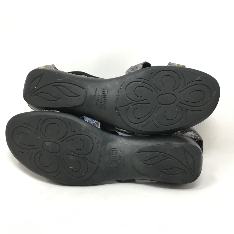 Sandalias Munro Americanas Zapatos Mujer Talla 7.5 Beige Azul Cuero Serpiente Gladiador Foto 2 de 4