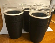 Vintage MCM Nile Cryst-O-Thermo Black Drink Glass/Plastic Tumbler Cups Set Of 4