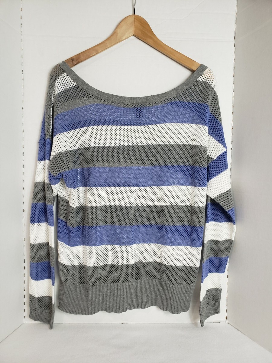 Torrid Women's Grey, White u0026 Purple Striped Long Sleeve Knit Sweater, Size  2 | eBay