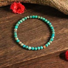 Green Sea Sediment Jasper Crystal Gemstone Stretch Dainty Bracelet 4mm Beads