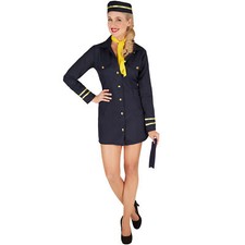 Frauenkostüm Stewardess Flugbegleiter Uniform sexy Flugzeug Pilotin Fasching 