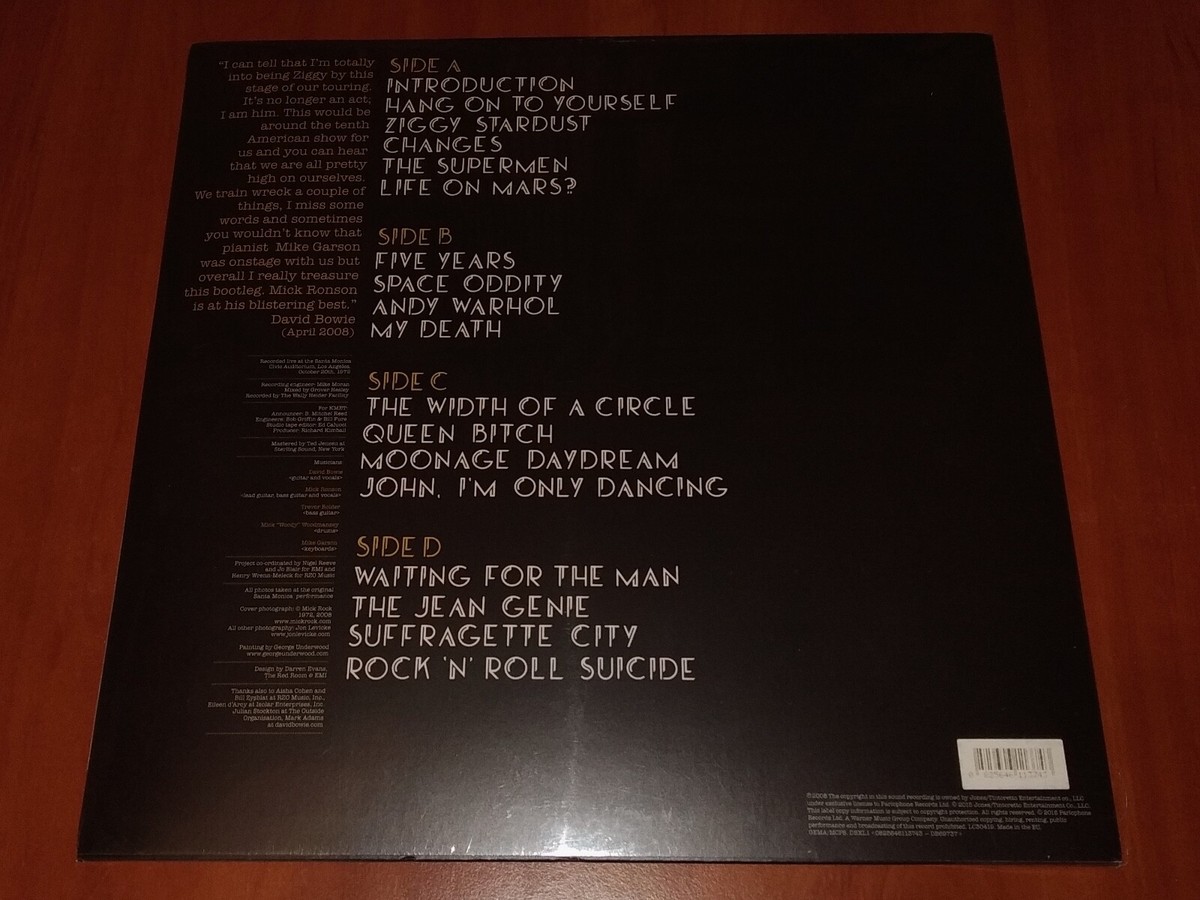 DAVID BOWIE LIVE IN SANTA MONICA '72 2x LP PARLOPHONE EU PRESS