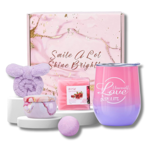 Panier cadeau lavande rose spa pour elle, détente, anniversaire, vacances - Photo 1 sur 9