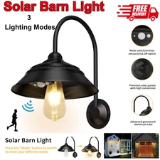 Solar Barn Light Motion Sensor, 3 Modes, Waterproof Retro Wall Yard Garage Shed
