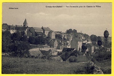 Old postcard Village de CRUZY le CHÂTEL (Yonne) view taken from the PATH of VILLON Aeolian
