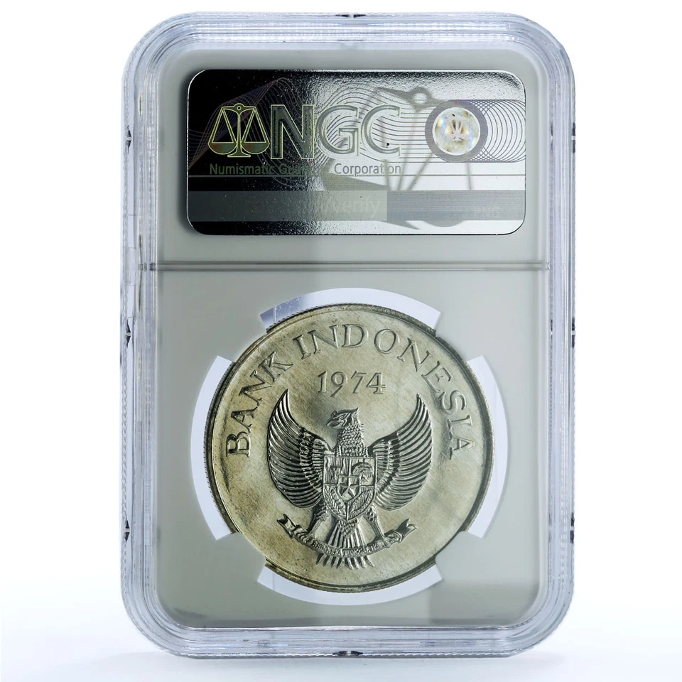 Indonesia 2000 rupiah Javan Tiger KM-39 Cat Fauna MS 65 NGC silver coin 1974 - Image 4 of 4