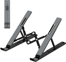 Adjustable Laptop Stand, Portable Laptop Riser for Desk, ABS Silicone Foldable V