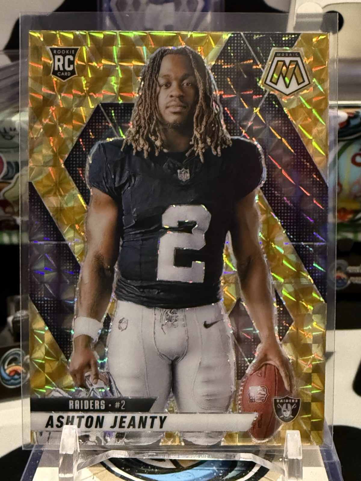 2025 Mosaic Ashton Jeanty Variation RC Reactive Yellow Mosaic Prizm #287 JW