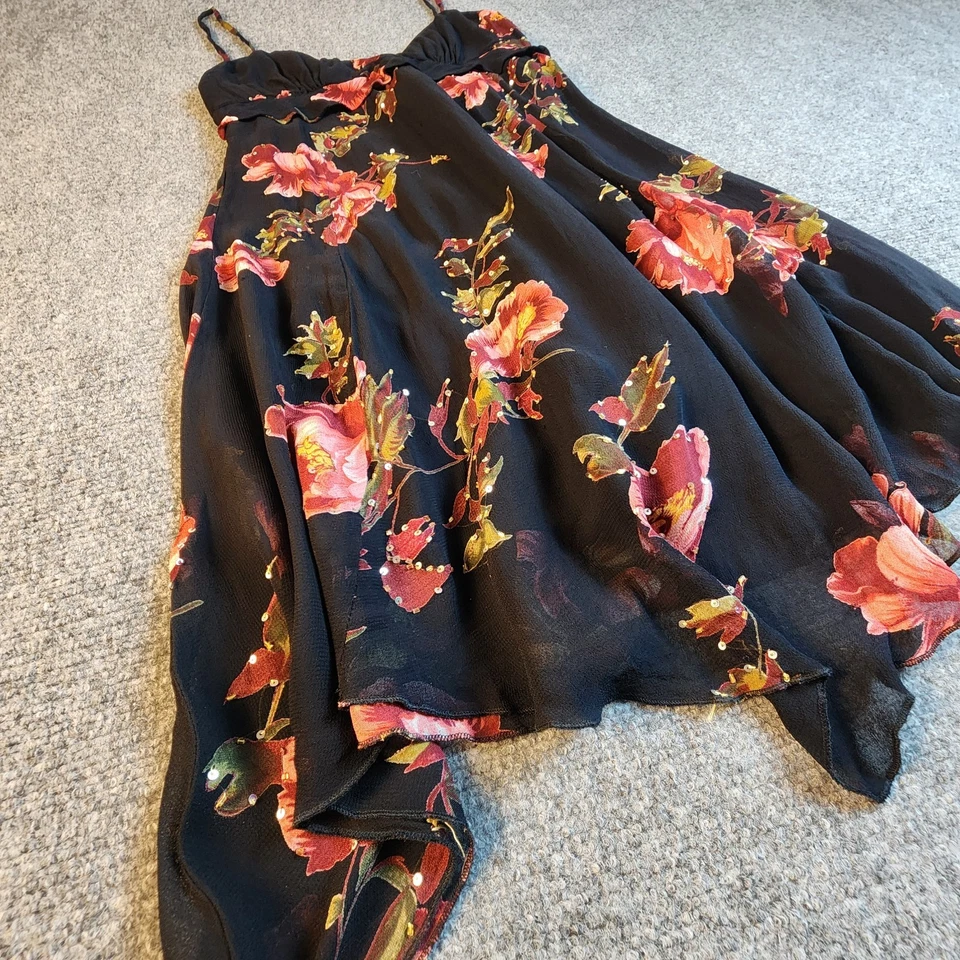 Vestido Babydoll Y2k Whimsigoth Lentejuelas L Hada Oscura Asimétrico Bruja Negro Rojo Foto 4 de 4