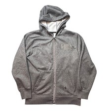 NBA Hoodie Kids Size M 10-12 Gray Full Zip Basketball Sweatshirt Fleece Lined