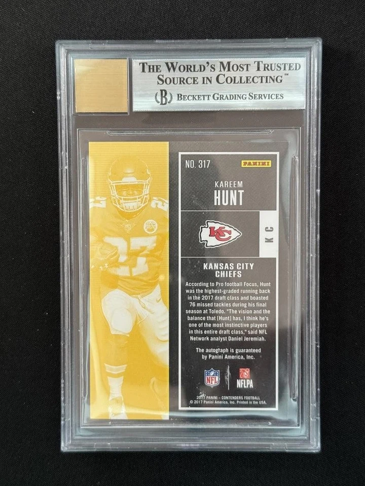 2017 Contenders Red Zone Rookie Ticket Autographed #317 Kareem Hunt BGS 9.0 - Image 2 of 2