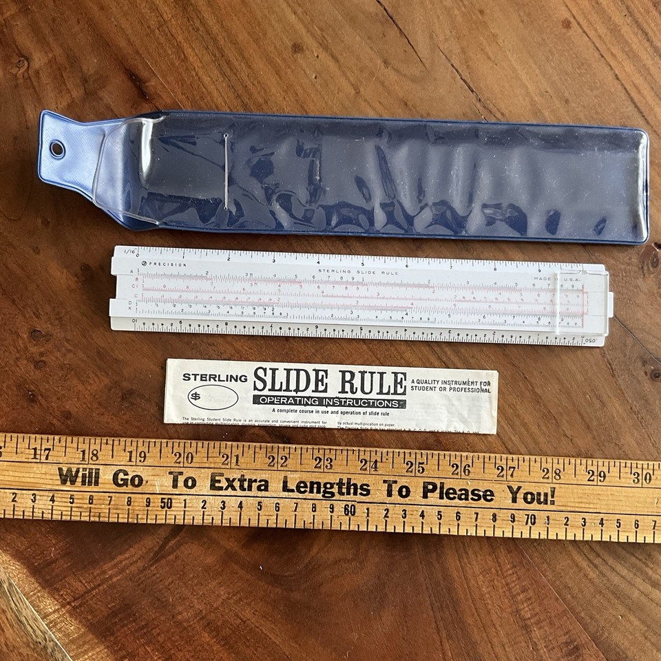 A Sterling USA-made slide rule that comes with its original paperwork — documentation makes a vintage instrument feel like a time capsule.