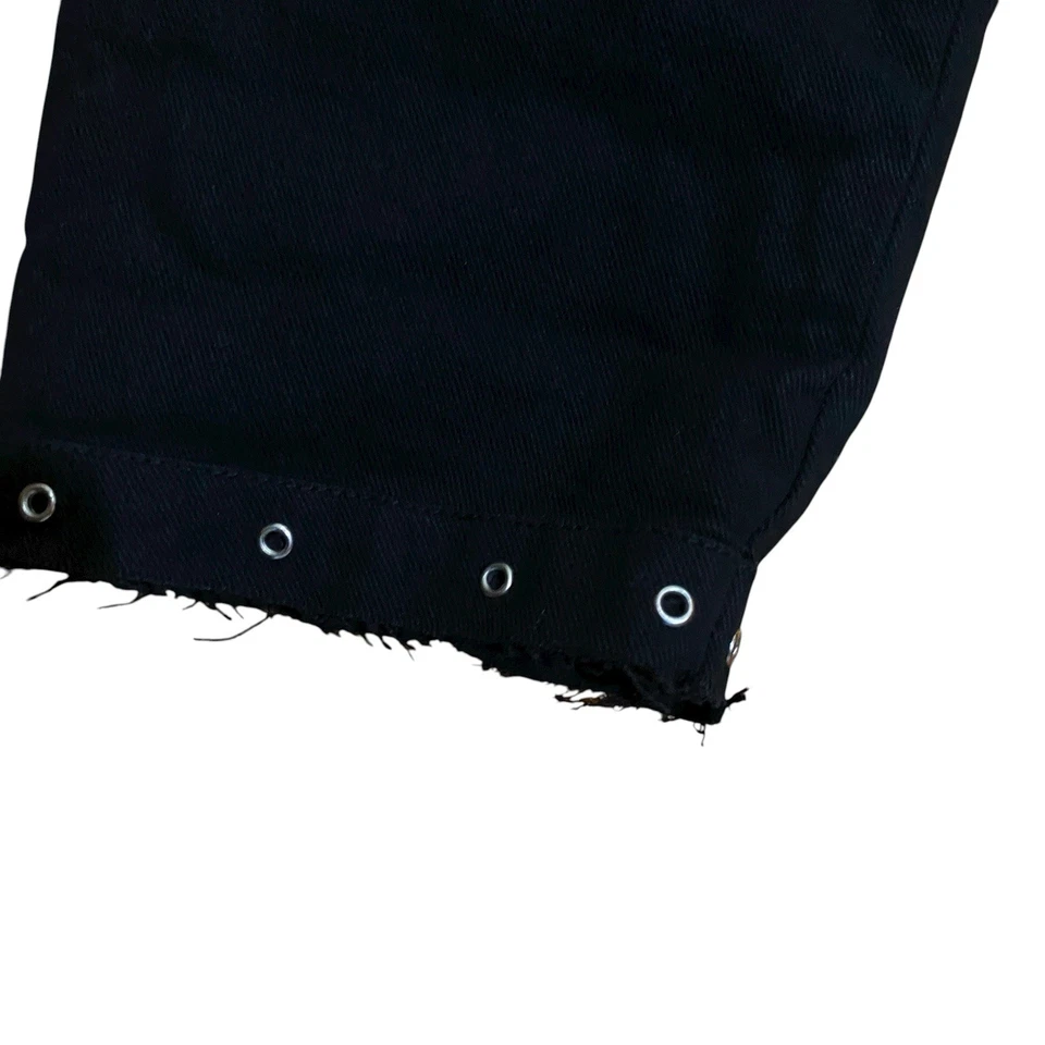 VTG Tripp NYC Black Trench Coat Chains Goth Punk Rave Military Modified RAW HEM - Image 3 of 4