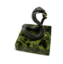 Vintage Figurine Sterling Silver 925 Serpent with Apple septarian mount Ornament