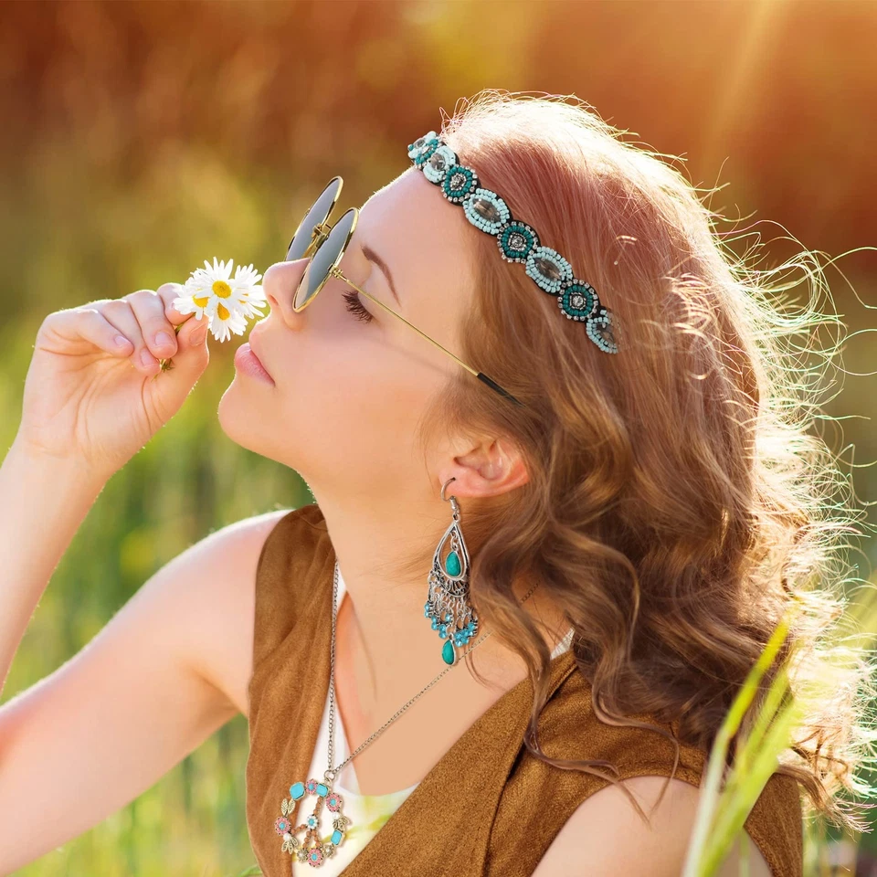 6 Piezas 60s 70s Trajes para Mujer Disfraz Hippie Prendas para el torso Conjunto de Ropa Chaleco Flecos T... Foto 4 de 4