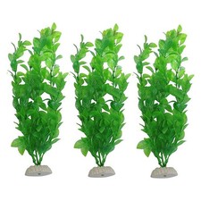 Aquarium Fish Tank Green Plastic Artificial Plants 10.6 inch High Set of 3Pcs