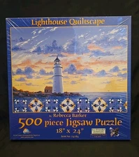 New And Sealed SunsOut 500 piece puzzles Lighthouse Quiltscape By Rebecca Barker