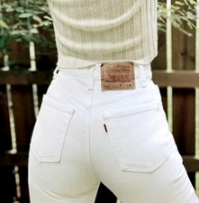 Vintage Levi's 512 Jeans White Highrise Size 11 Medium Slim Fit Tapered Leg
