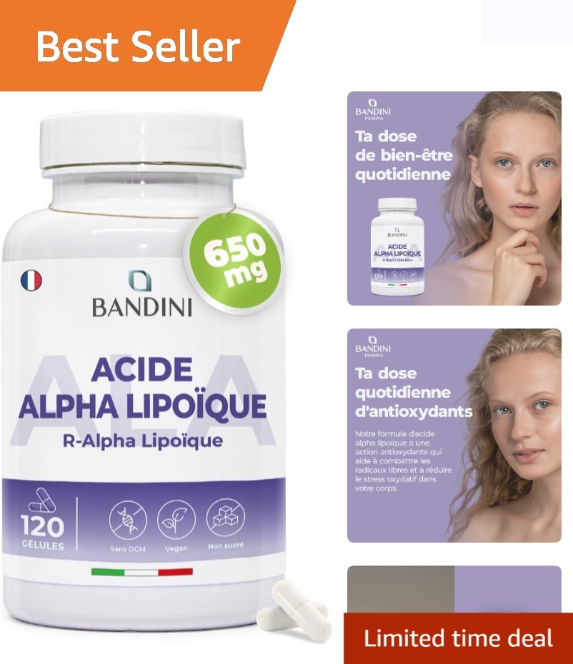 Acide Alpha Lipoïque 650 mg Bandini pour stimuler le métabolisme et l'énergie, 120 gélules