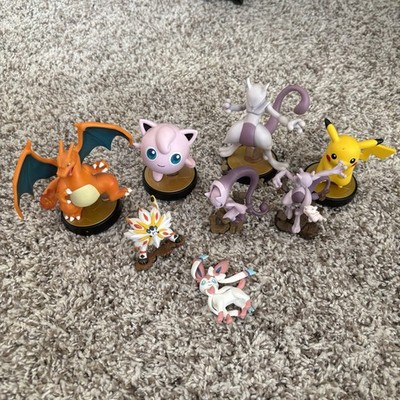 Pokémon Amiibo Lot Of 4 Pikachu Mewtwo Charizard Jigglypuff + 4 Figurines