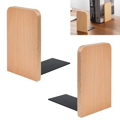 Buchstützen, 2 Stück Natur Bambus Buchstütze Schwerlast Buchstützen Nussbaum Holz Holz