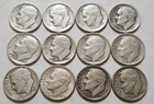 12 Roosevelt Dimes • 1946–1959 • 90% Silver • Circulated Lot • Solid Mix  X37