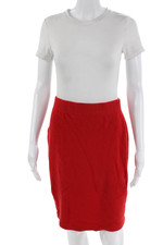 Donna Karan New York Womens Cashmere Elastic Waist Pencil Skirt Red Size M