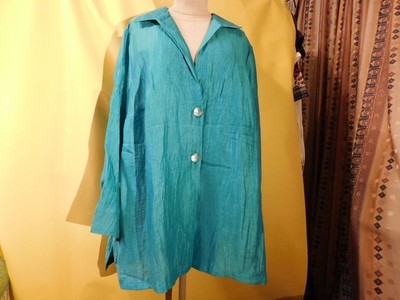 Selection UllaPopken''Damen  Leichte Lagenlook Blazer gr.54-56.Grün.Crinkle Optik