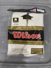 Wilson Men Crew Socks Lycra New Old Stock Vintage 6 Pack White USA Sealed 50206