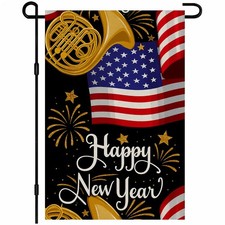 IVN Happy New Year Garden Flag 12x18 Inch Double Sided
