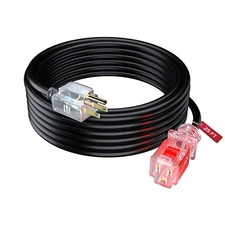 Extension Cord with Locking - Lighted Power Indicator l 25 Feet l (Black) 16 ...