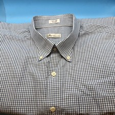 Peter Millar 100 Cotton LS Button Down Shirt Mens XL Blue White Gingham Plaid