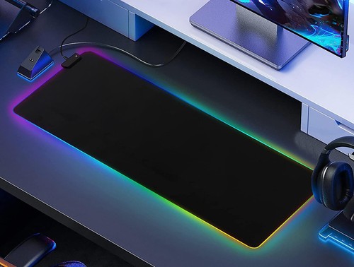 RGB Tapis XXL – Souris Pad Gaming 900 x 400 – LED 7 couleurs – 4 effets lumin... - Photo 8/9