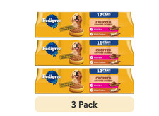 3 pack Pedigree Chopped Ground Dinner Wet Dog Food Chicken Beef, 13.2 oz 12