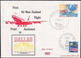 NEW ZEALAND 1987 Air NZ first flight cover Auckland to Dallas USA..........E3109
