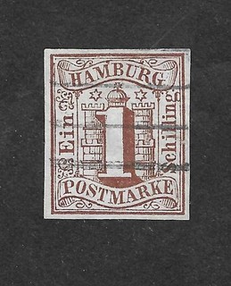 Briefmarke Hamburg MNr 2 1 Sch. braun gestempelt