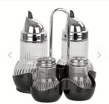 Fackelmann Menage "Rubin", 5-teilig, Essig, Öl, Salz und Pfeffer, schwarz