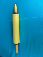 Vintage MCM 1950's Yellow Plastic Rolling Pin with Red Washers
