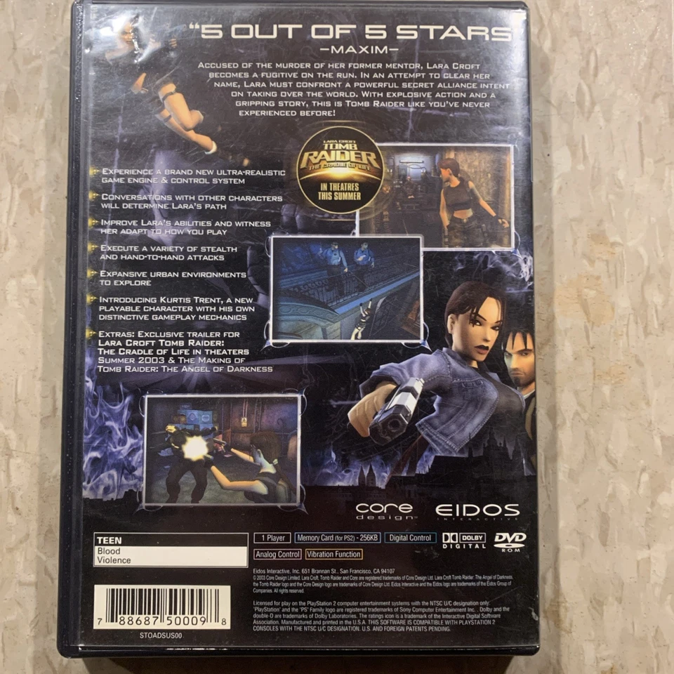 Игра Lara Croft Tomb Raider The Angel of Darkness (Sony PlayStation 2, 2003 года) PS2 в коробке - Изображение 4 из 4