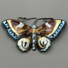 DAVID ANDERSEN NORWAY VINTAGE STERLING .925 ENAMEL AMAZING COLORS BUTTERFLY PIN.