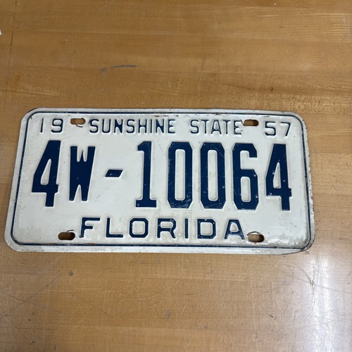 1957 Florida License Plate Sunshine State 4W-10064