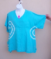 La Fixsun Match Point Linen kimono tunic top size S OVSZ bust53 tie dye blouse 