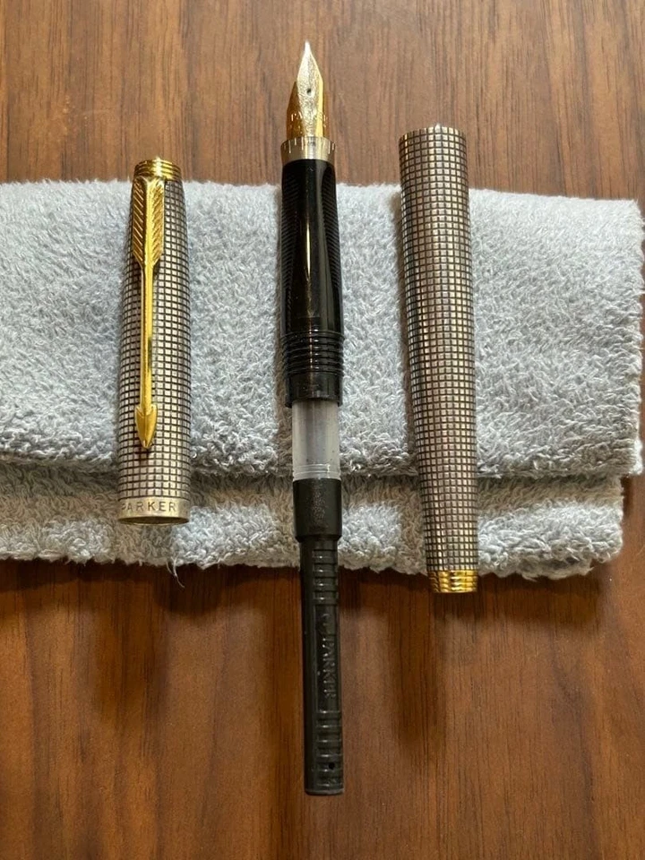 Parker 75 серебро цвет перьевая ручка 14K новый в коробке XF 585 Японии - Изображение 2 из 4