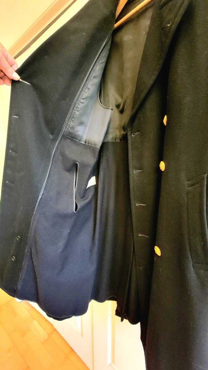 50s US NAVY ロングコート Vtg 50s US Navy Officer's Bridge Coat Dbl Breastd 100% Wool 38L