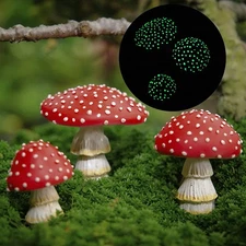 Glow in The Dark Mushroom, Set of 3 Mushroom Decor Decorations for Garden Yar...