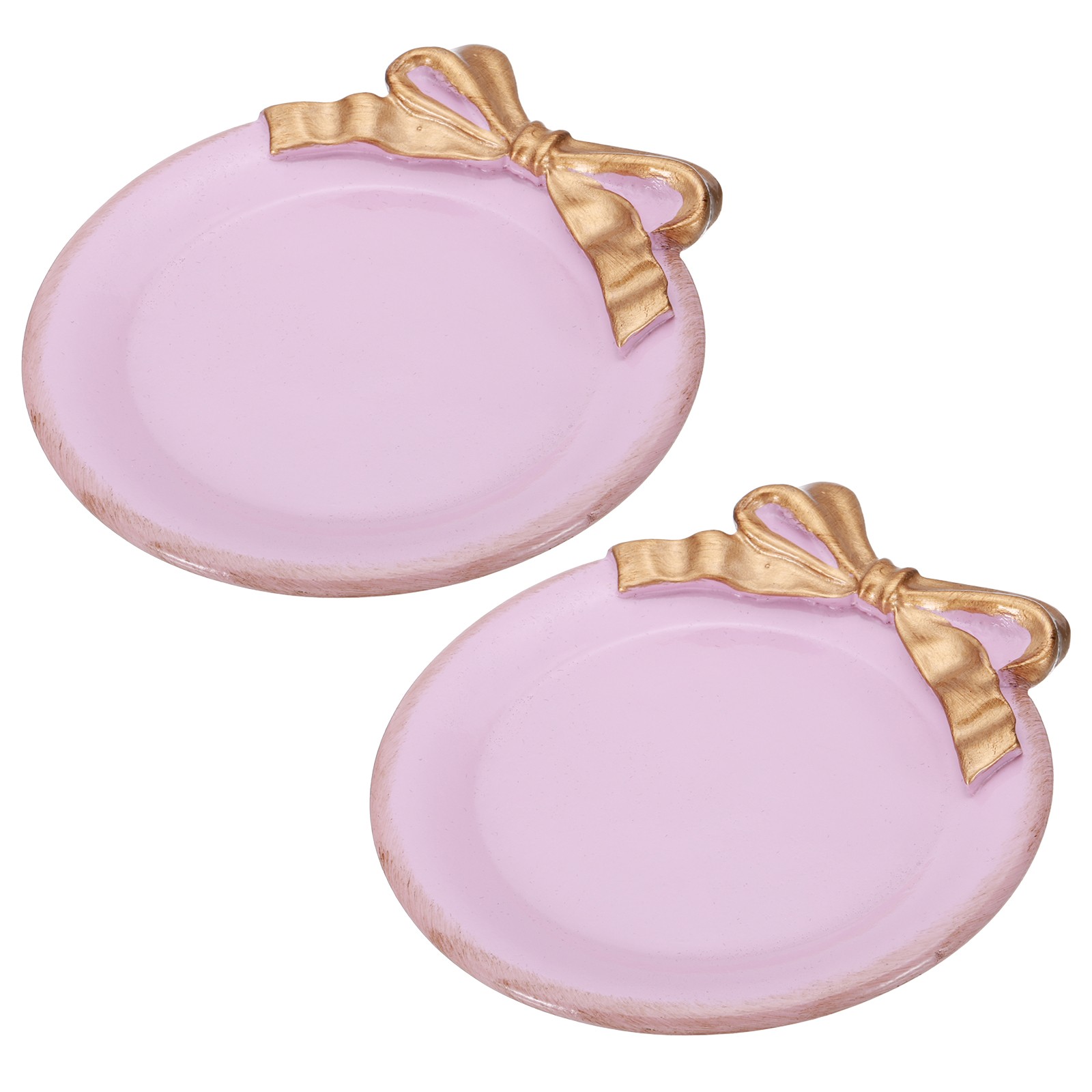 Vintage Decorative Tray Towel Tray, 2 Pcs Bow-Knot Round Resin Plate, Purple