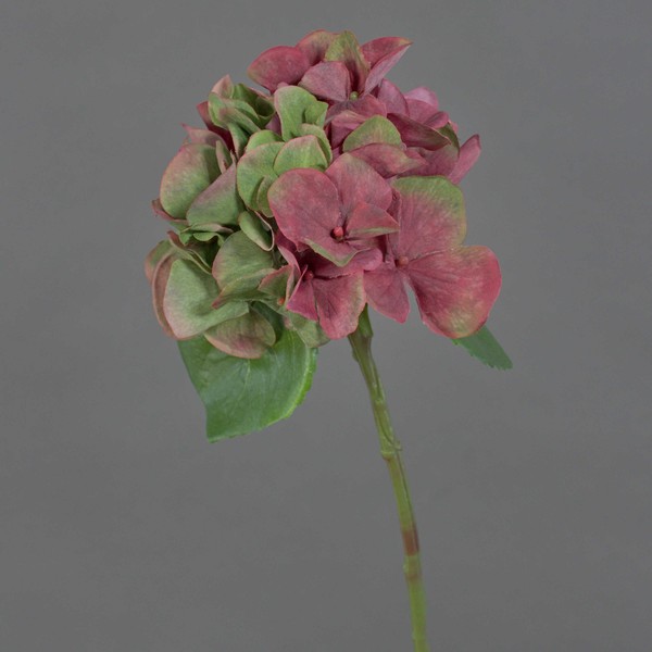 Artplants KüNstliche Mini Hortensie Chidori, Rot - GrüN, 30Cm, Ø 13Cm-image