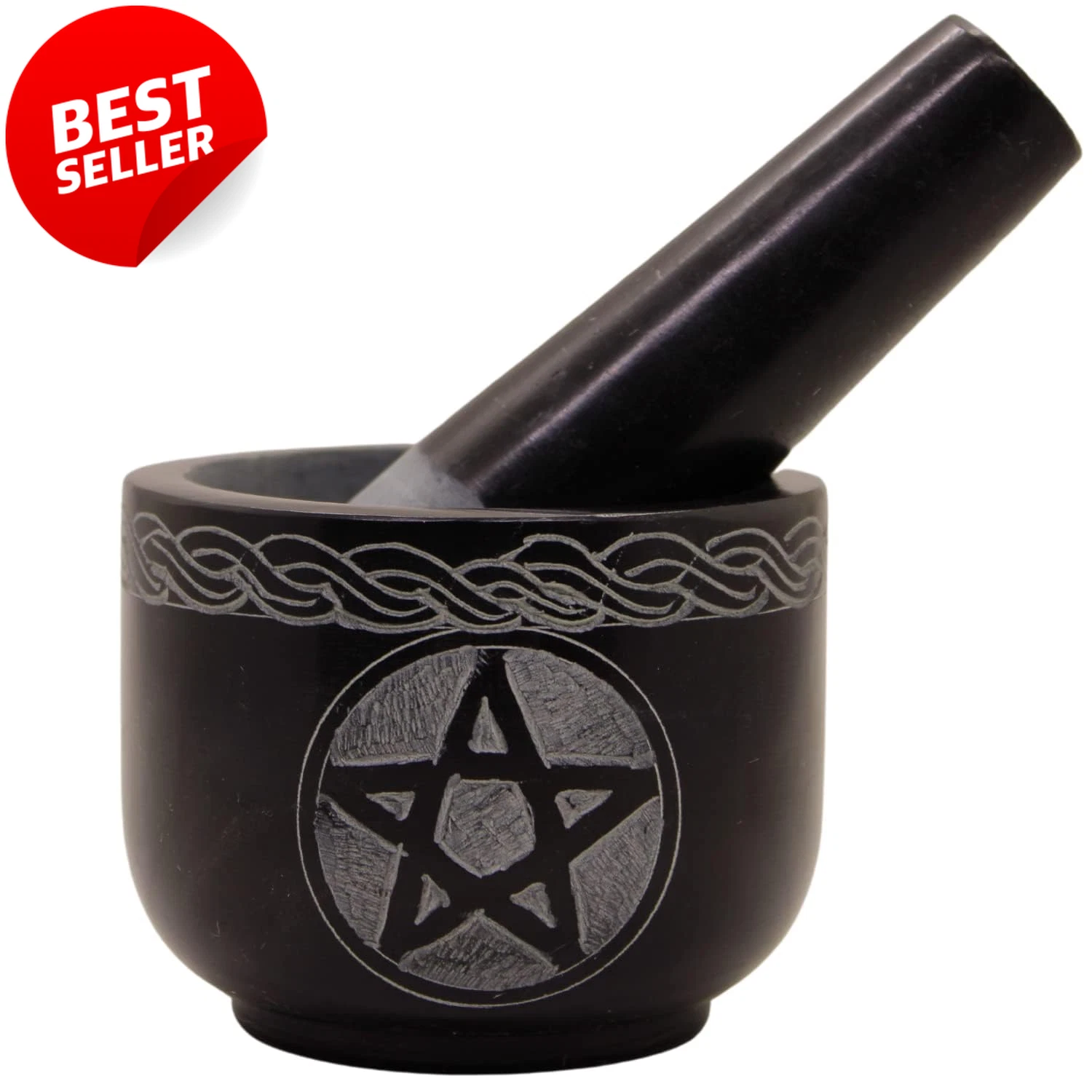 Black Mortar and Pestle Set Solid Stone Grinder for Herbs Spice Guacamole - US