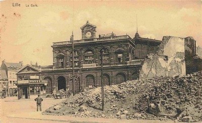 LILLE 59 Nord La gare bombardée Westlicher Kriegsschauplatz 1. Weltkrieg