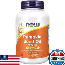 Now Pumpkin Seed Oil 1000mg, 100 Softgels - Prostate, Urinary, Skin  Hair